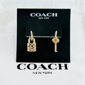 Coach Quilted Padlock Key Mismatch gold earrings